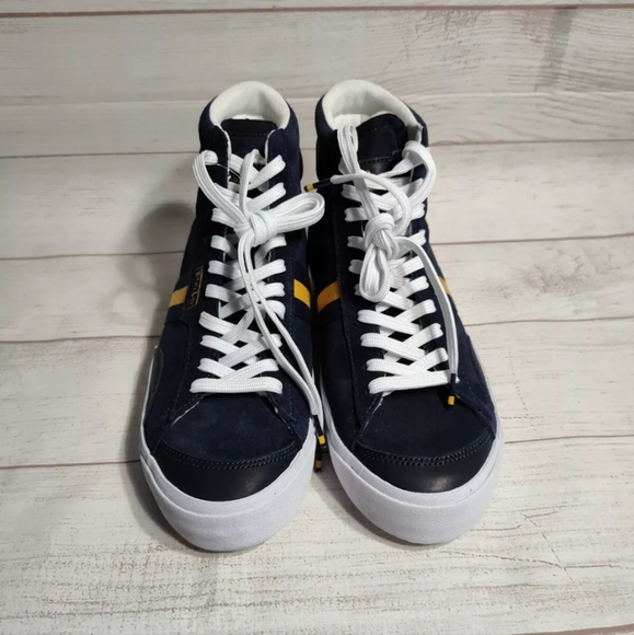 Polo Ralph Lauren Mens Gervin Mid Suede Sneaker Hunter Navy Size 10 - Picture 2 of 8